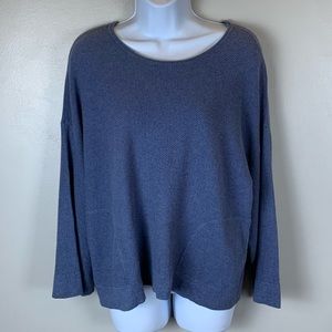 Pure J Jill Womens Cashmere Blend knit top Size XS Pockets 3/4 Sleeve Slate Blue